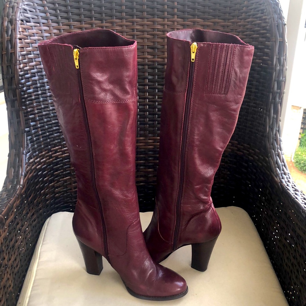 1
Audrey Brooke Burgundy Red Womens Leather Boots/Booties